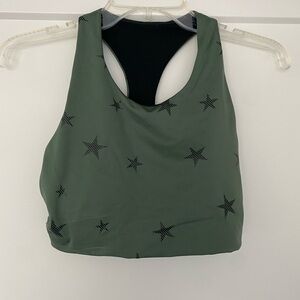Green Star Patterned Sports Bra